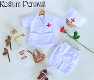 Baju Kostum Seragam Perawat Dokter Putih Wanita Anak Lengan Pendek Bayi Newborn Photoshoot Perempuan