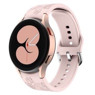 全城熱賣 - 適用於三星 Galaxy Watch 6 骷髏花浮雕硅膠錶帶（粉色）