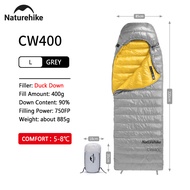 Naturehike ถุงนอนขนห่าน CW400 750FP บรรจุ90% 400กรัม Comfort 5 ℃ ไนลอน20D ผ้าขับน้ำ220*85ซม. ขนาดใหญ่ขยายได้พกพาได้น้ำหนักเบาเพียง930กรัมเดินป่าตั้งแคมป์ NH18C400-D เดินทาง