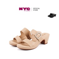NYC Kasut Perempuan Comfort Slip-On Chunky Heeled Mules Sandals -N72409-CV01SV