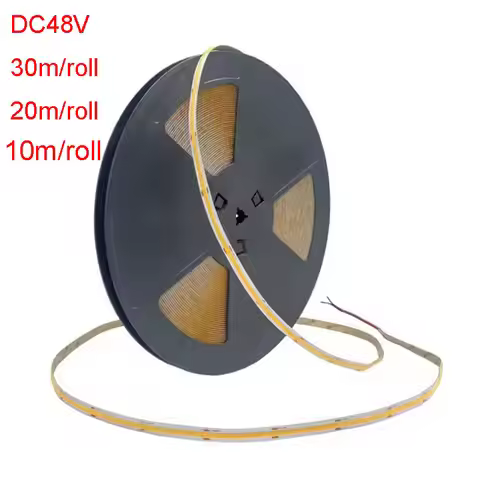10m 20m 30m No End Drop 48V C0B Flexible Soft LED Strip Exhibition Hall Museum Corner Wall Light 300