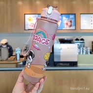 800ml Kids School Frosted Water Bottle With Straw Astronaut Sport Drink Bottle