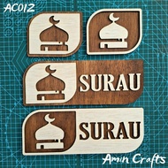 Surau Sign Board Wall Sign Door Sign Simbol Wooded Plywood