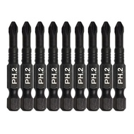 Set Bit Pemutar Skru Magnetik WM, 10pcs Bit Pemutar Skru Elektrik dengan Batang Hex Hitam