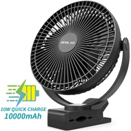 {hot} OPOLAR 10000mAh Rechargeable Clip on Fan 8 Inch Battery Operated Personal Fan 4 Speeds USB Des