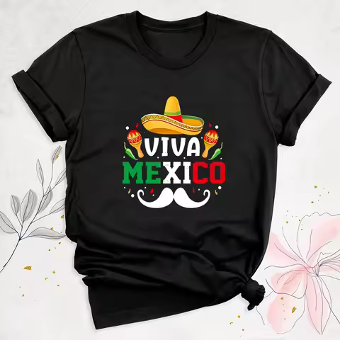 Viva Mexico T-Shirt Women Round Neck Short Sleeves Breathable Sports Tee Women's Casual Tops Viva Me