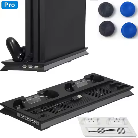 PS4 Pro Cooling Fan Cooler Vertical Stand Base Controllers Charging Dock Station for Sony Playstatio