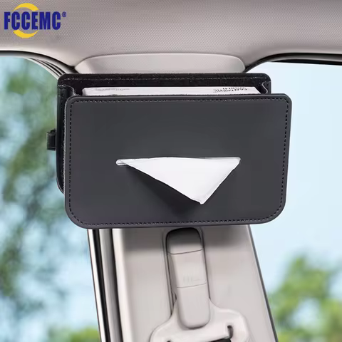 Car Tissue Box Holder with Fix Strap Microfiber Leather Car Center Console Armrest Napkin Box Sun Vi