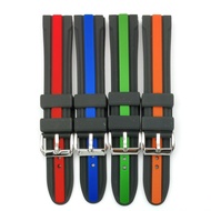 Colorful Stripe Silicone Watch Strap 20mm 22mm 24mm Rubber Band for Seiko 5 Diver Diving Sport Gym Belt Silicone Bracelet Men Women Outdoor Casual Accessories