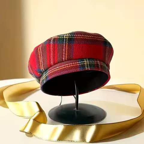 HongLuan Cotton Red Peaked Cap & Captain Hat for Burning Man Festival Woman, Rave Festivals Accessor