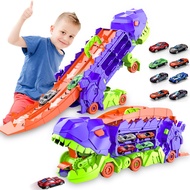 City Dinosaur Ultimate Hauler Track Toy, Transforms into Stomping Dinosaur with Race Track Ultimate 