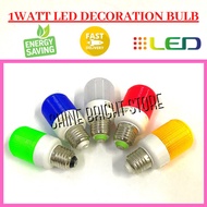 1WATT LED E27 COLOUR BULB / LED DECORATION BULB / 1W LED ES COLOUR BULB / LAMPU RAYA