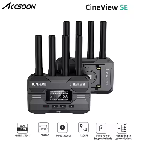 Accsoon CineView SE Wireless Transmitter HDMI+SDI 2.4GHz+5GHz Dual Band 50ms Latency 1080P 1200ft Ra