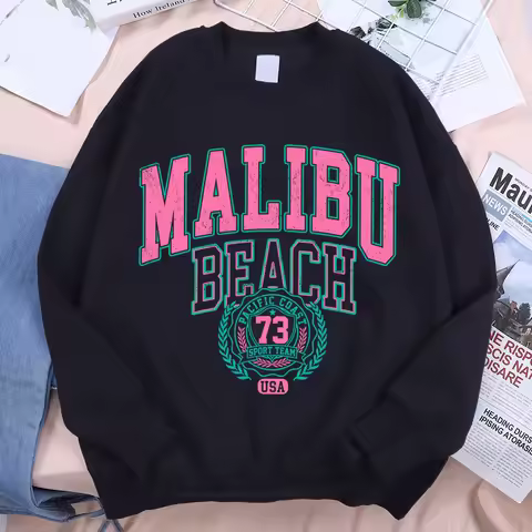 Malibu Beach Usa 73 Hoodie Men Women Loose Sweatshirt Creativity O-Neck Hoodies Street Fashion Overs