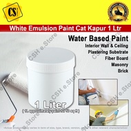 White Paint White Emulsion Paint Cat Putih Kapur Air 1 Liter for interior wall ceiling emulsion (White/Putih) Repacked