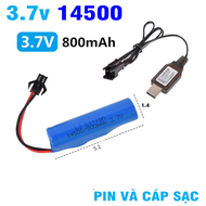 Pin 14500 3.7v dung lượng cao 800mah xe điều khiển pin sạc loại tròn cổng SM