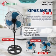 Omicko KA1833 Tornado Wall Mounted Iron Fan Table/ 18 Inch 3-In-1 Standing/ - RS