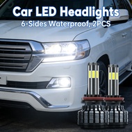 H3 H11 H4 2PCS Car Headlamp 3-Color H7 H1 Waterproof LED Lights 6 Sides
