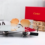 New Cartier Frameless Cut Edge Toad Glasses Fashion Double-Beam Metal Luxury Sunglasses Sunglasses W