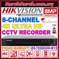 HIK HIKVISION 8-CHANNEL CCTV 8.0MP 4K DVR iDS-7208HUHI-M1/E 5MP/8MP 8CH Digital Video Recorder Full 