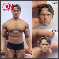 1/6 1/12 Scale Arnold T800 Schwarzenegger Head Sculpt Head Carving Model Fit Male Soldier Action Fig