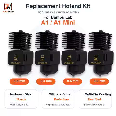 Upgrade 2.0 Hardened Steel Hotend Nozzle Replacement Parts Compatible with Bambu Lab A1 A1 Mini A2L 