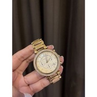美國帶回 正品 MICHAEL KORS女錶 MK手錶 鑲鑽玫瑰金間膠錶帶 三眼日曆石英腕錶MK5896MK5774 金