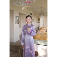 [LY LAN] Purple Yen long-sleeved silk ao dai Set, luxurious ao dai, CNY ao dai, wedding ao dai, enga