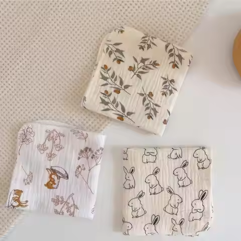 Baby Washcloth with 4-layer Baby Towel Reusable Baby Cotton Square Face Shower Bath Towel Soft Baby 