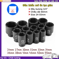 3/4 inch socket head to open hexagonal screws 24mm - 55mm, 80mm long CR-Mo steel - bolt opening and 