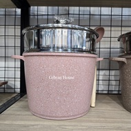 Pero Stock Pot Panci Gentong 24cm with Steamer Stainless - Panci Granite Anti Lengket dengan Kukusan