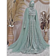 gaun pengantin muslimah Malaysia gaun akad gaun walimah couppel