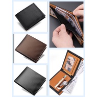 [Ready Stock ] 3260 Beabolar* Stylish Vibrant Simple Carbon Fiber Men's Generous Zipper Wallet Clip