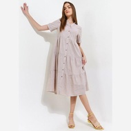 Giordano Linen Long Dress Women Khaki JS