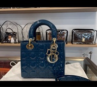 99新💓 Dior Lady Dior 四格漆皮孔雀藍可調節肩帶 21年編碼