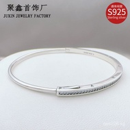 Versatile Fashion Bracelet Classic Style for Women S925Simple Pure Silver Bracelet by Pan Family diy