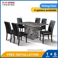 Fendy Marble Dining Set/ Marble Dining Table/ Meja Makan 6 Kerusi/ Meja Makan Marble/ Meja Makan Set