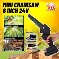 SYK 6 Inch 24V Mini Chainsaw Cordless Chainsaw Battery Electric Saw Cordless Chain Saw Gergaji Bateri Gergaji Kayu