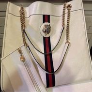 Gucci小牛皮虎頭包/Rajah Chain Leather Large tote bag