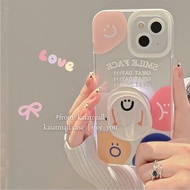Iphone1 iPhone14 iPhone 13 13pro 13prm Phone Case ins Cute Smiley Face Stand Transparent Soft Suitab