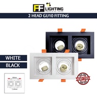FFL 2 Head GU10 Fitting Black/White#FF Lighting#GU10 Holder#Casing Frame#Eyeball Downlight Housing#Spotlight Fitting