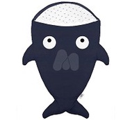 西班牙BabyBites 鯊魚咬一口(標準版)純棉手工嬰兒睡袋防踢被包巾-丈青藍(折紙船)
