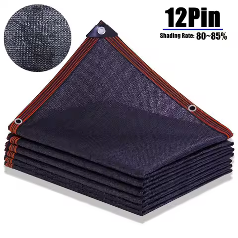 12Pin Black Sunshade Net Anti-UV Garden Balcony Plant Shade Cover Net Outdoor Pergola Awning Swimmin