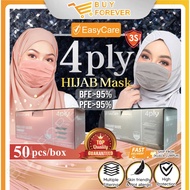 EasyCare 50pcs  4ply 3ply Face Mask Hijab Mask Head Loop Headloop Mask Adult Face