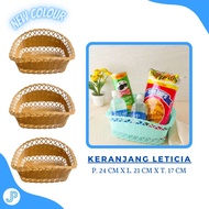 New Colours!!Keranjang Buah Plastik Serbaguna Model Anyaman Rotan Leticia Warna Coklat, Ungu, Hijau