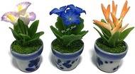 3pc Miniature Flower Clay Dollhouse Fairy Garden Mini Plant Trees Ceramic Paint Furniture Bundles Ar