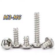 [XNY] 304 Stainless Steel Plate Head Phillips Screw Round Head Flat Tail Self-Tapping Screw M3/M3.5/M4/M5/M6