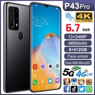 P43 Pro 6.7inch Full HD Screen Android Phone Fingerprint And Face Unlock 8GB/RAM+ 512GB