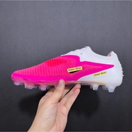 New color football shoes FG 39-45EU men's outdoor fully knitted pink and white electroplated boots
