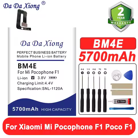 Top Brand 100% New 5700mAh BM4E Battery for Xiaomi MI Pocophone F1 , Poco F1 Batteries
